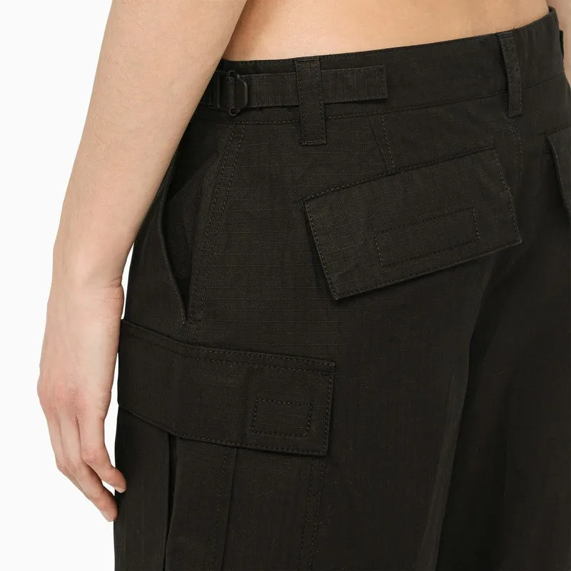 BLACK MULTI-POCKET CARGO TROUSERS