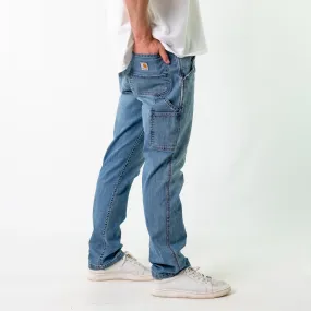 Blue 90s Carhartt Denim Carpenter Jeans Baggy Pants (34x32)