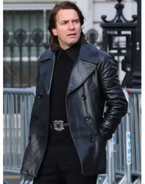 Halston 2021 Ewan McGregor Black Leather Coat | Ujackets.com - 45%Off