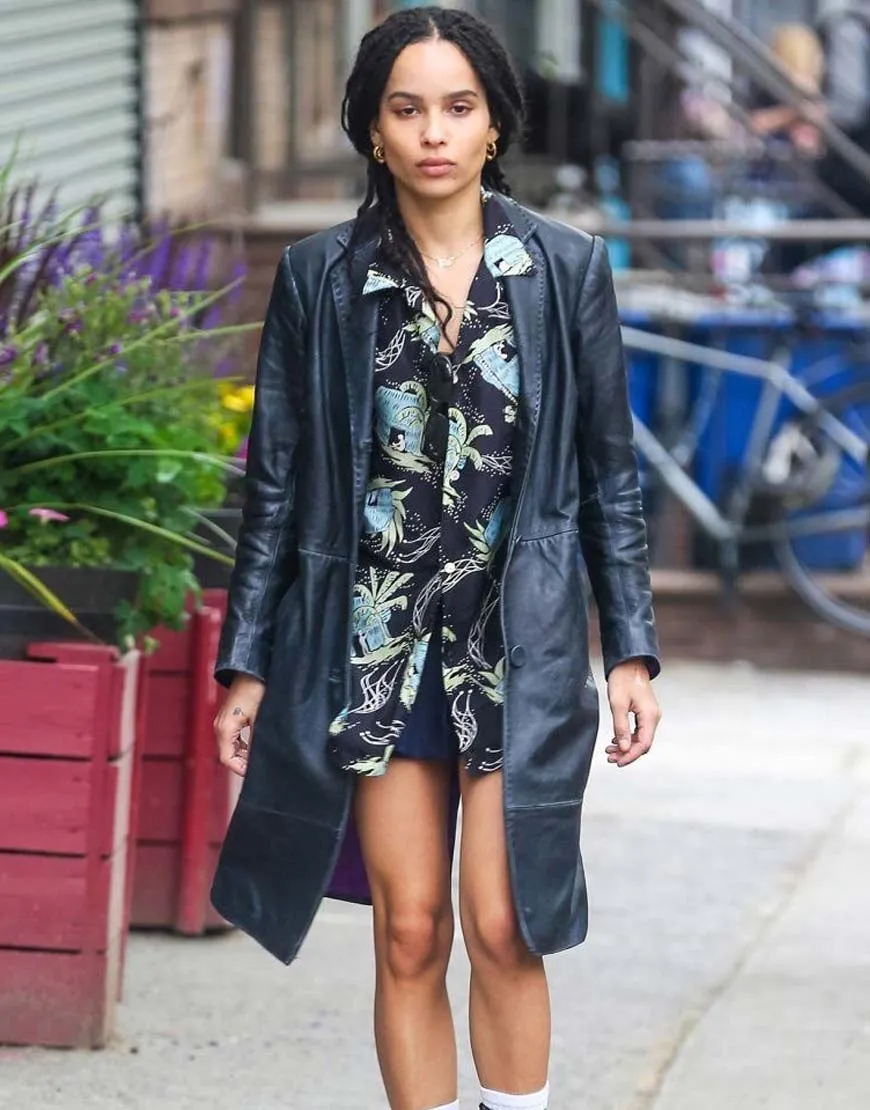 High Fidelity Zoe Kravitz Leather Coat | Robyn 'Rob' Brooks Black Coat