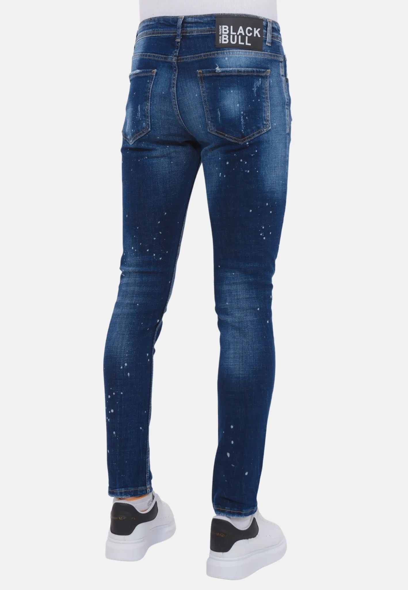 Men's Paint Splatter Stonewashed Jeans Slim Fit