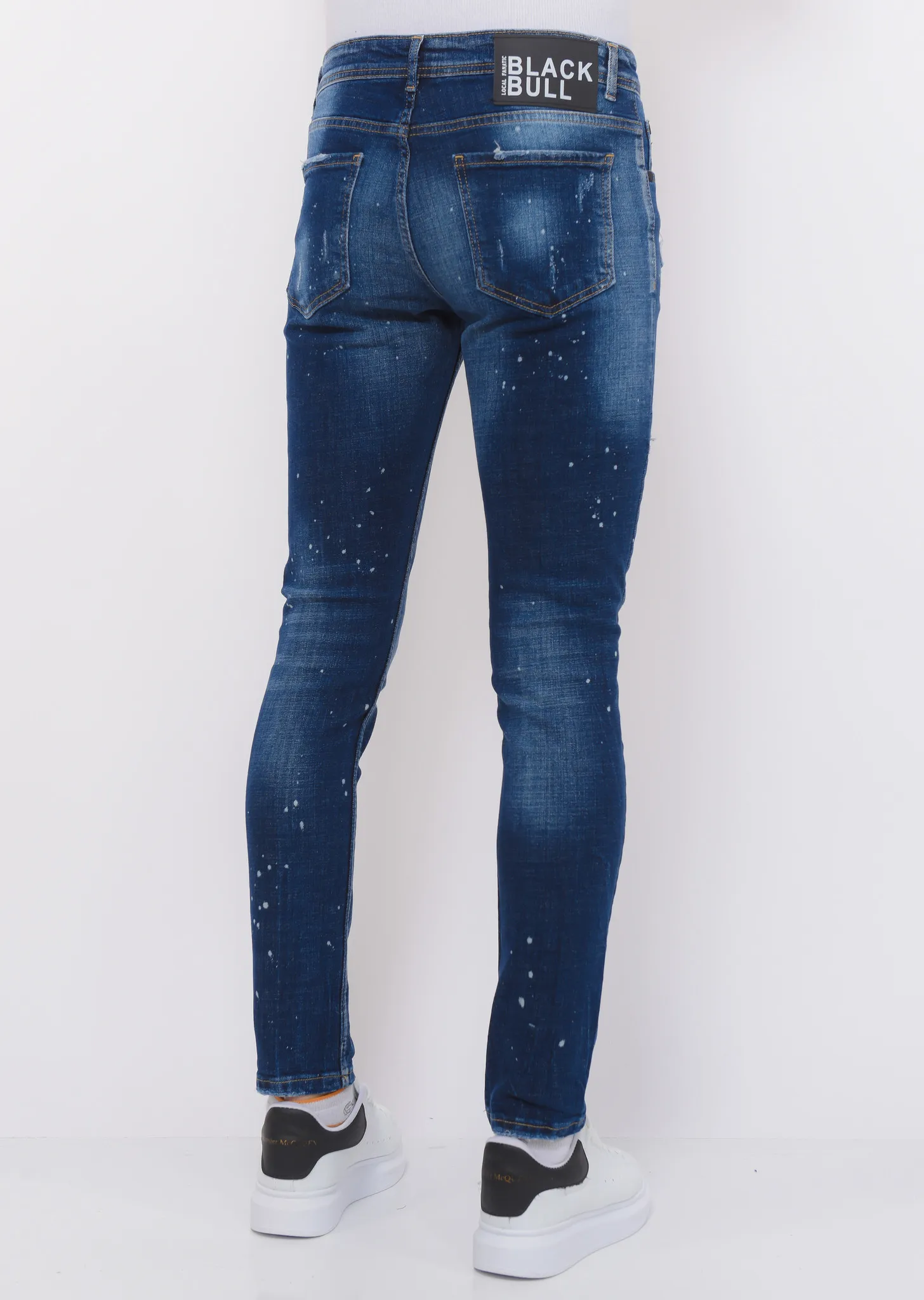 Men's Paint Splatter Stonewashed Jeans Slim Fit