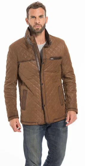 Men's tobacco nuplin leather jacket e 09