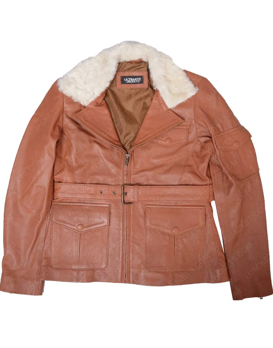 Night at The Museum Amelia Earhart Jacket with Fur Collar
