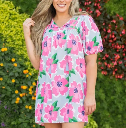 Penny Sea Flower Blue Dress