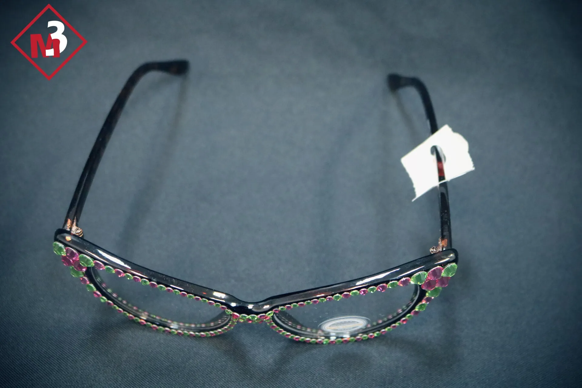 Pink/Green Cat Eye Crystal Glasses 1