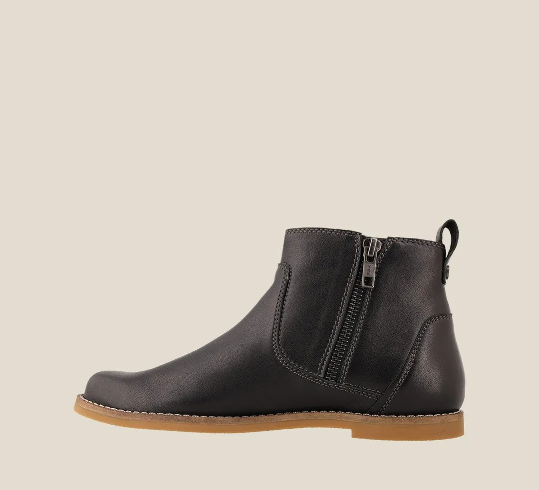Taos Womens Double Time Side Zip Boot- Black Soft Leather
