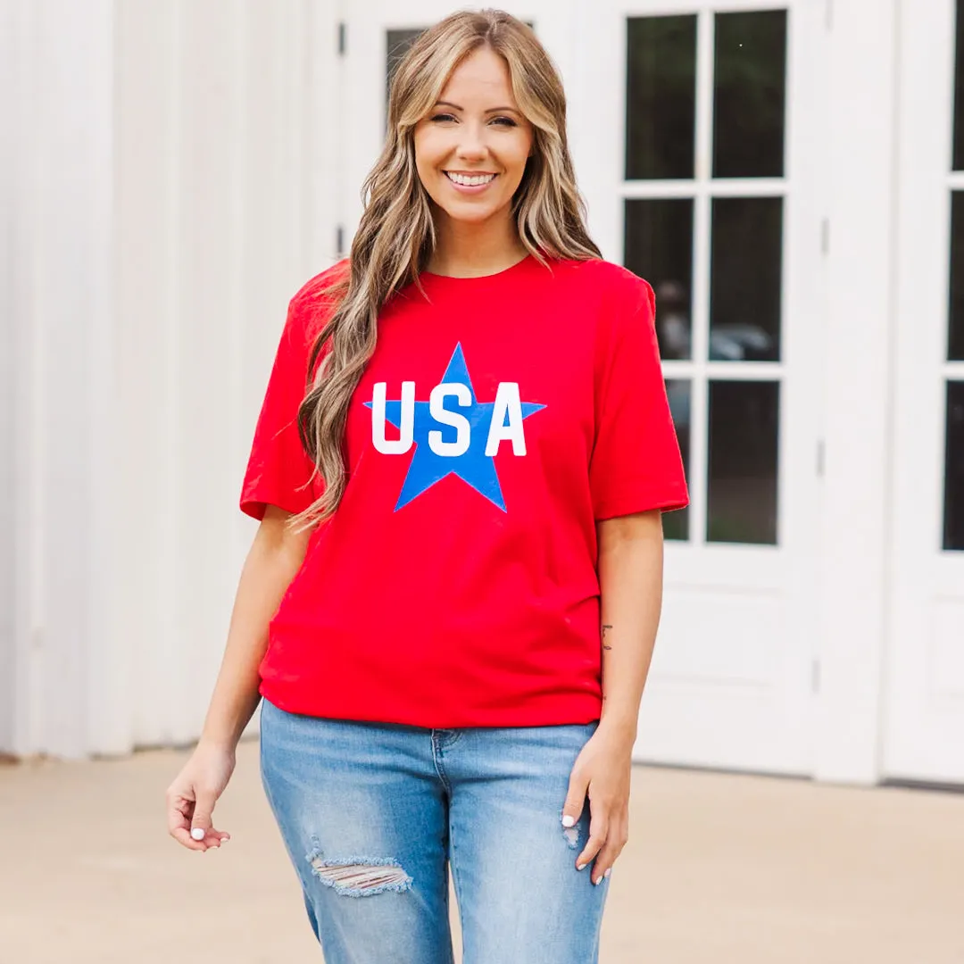 USA Vibes Tee, Canvas Red