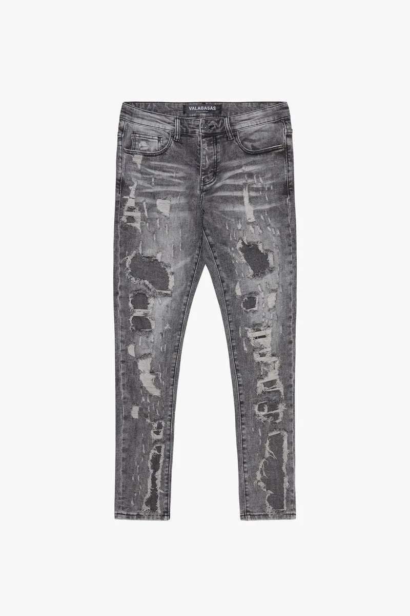Valabasas Worn Frost Grey Skinny Jeans  (VLBSSK004)