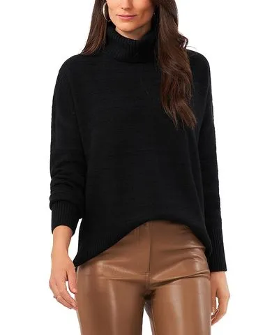 Vince Camuto Womens Heathered Long Sleeve Turtleneck Sweater