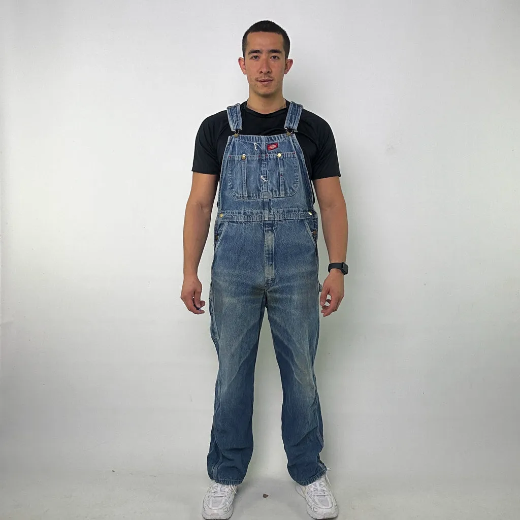 Vintage Blue Dickies Carpenter Dungarees Trousers Pants Jeans (34x32)