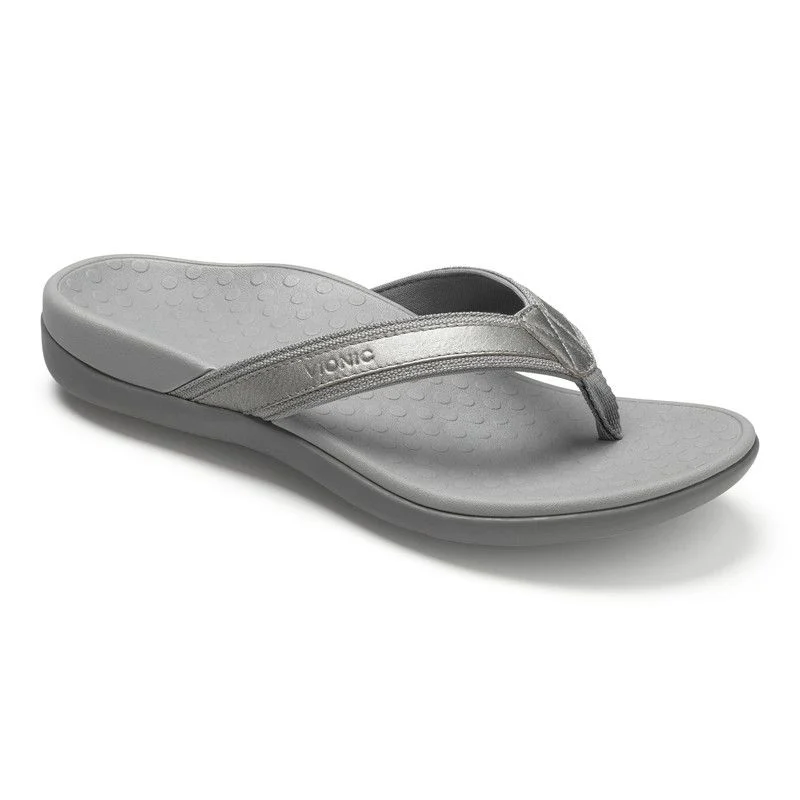 Vionic Womens Tide II Flip Flop Sandal- Pewter