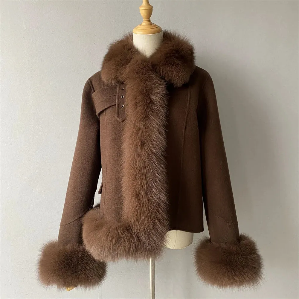 Women's Cashmere Coat With Natural Fox Fur