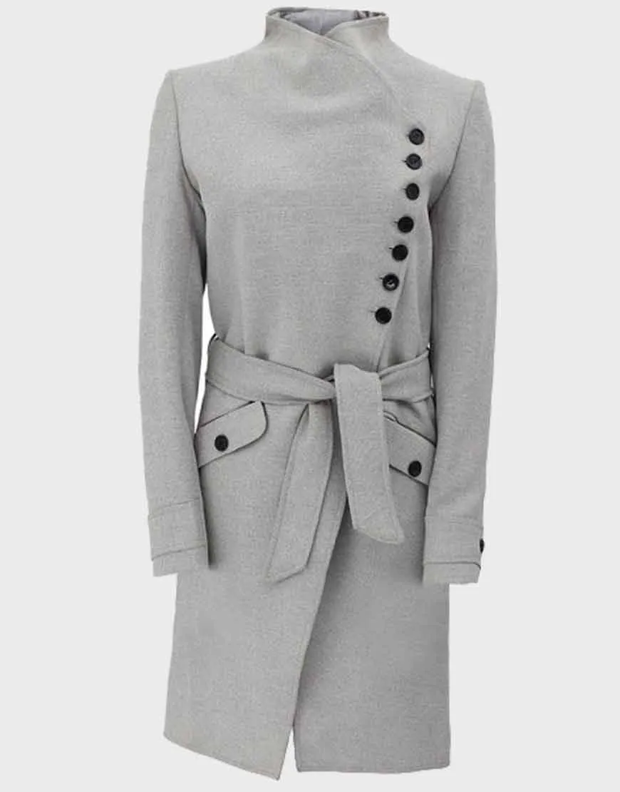 Womens Grey Robe Coat | Women's Grey Woolen Coat | Ujackets.com
