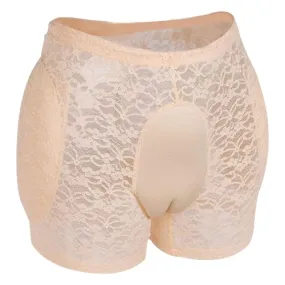ZMASI Translucent Lace Underwear Men’s Hiding Gaff Panty Brief for Crossdresser, Padded Hips Enhancer with Removable Pads (XL) N